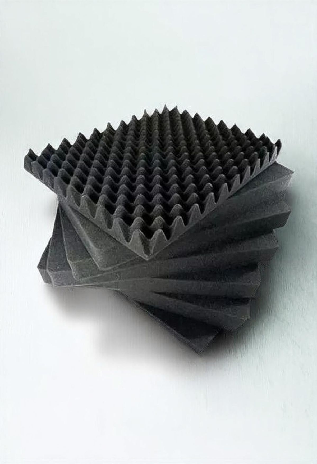 Stacked egg-crate and wedge profile acoustic foam panels