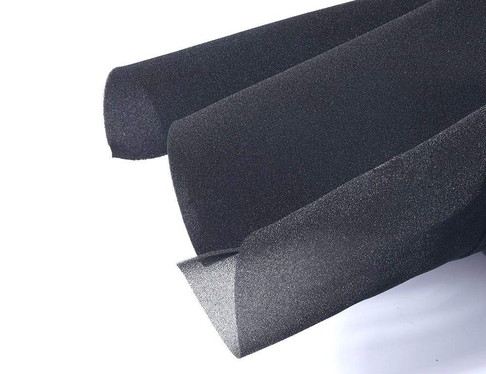 Rolled black polyether reticulated foam sheets